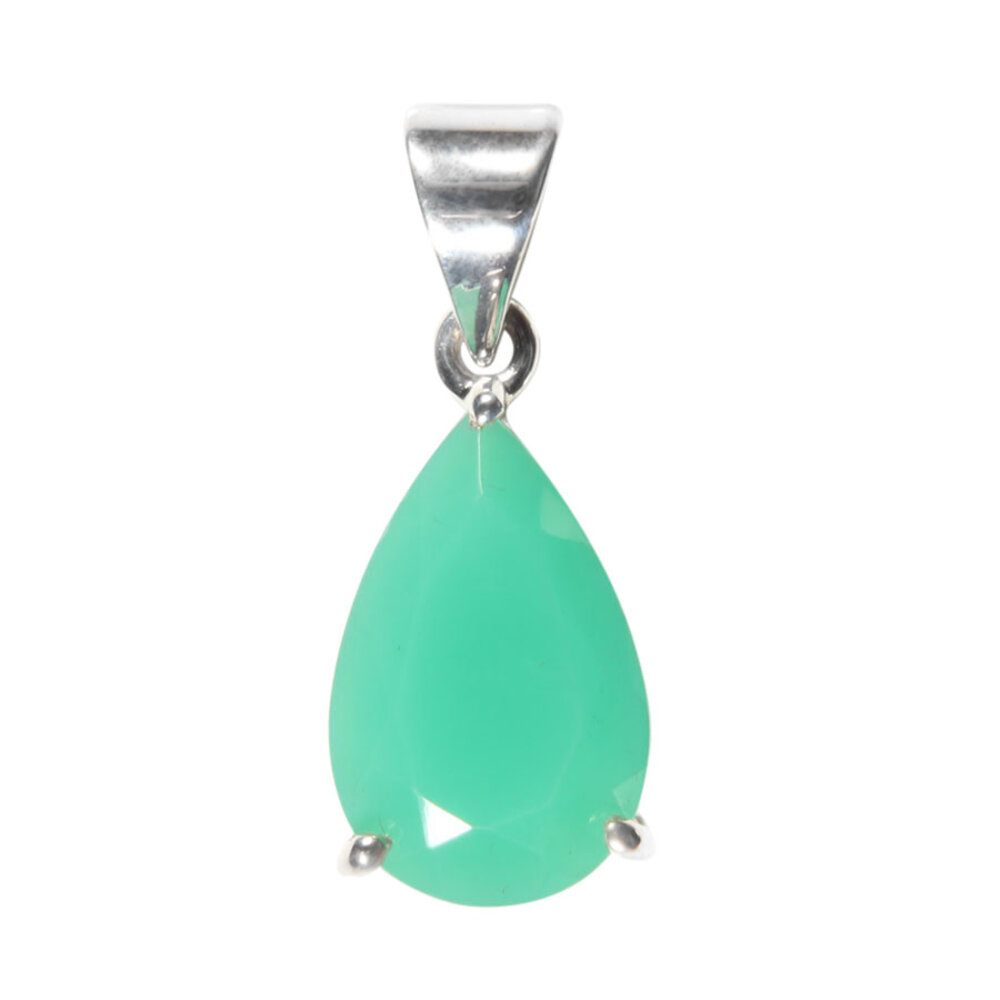 Zilveren hanger chrysopraas | druppel facet gezet Zilveren hanger chrysopraas | druppel facet gezet