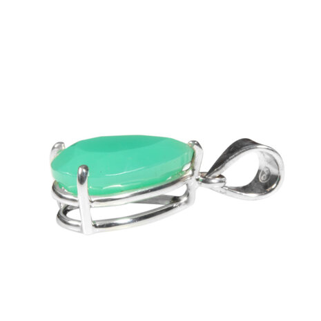 Zilveren hanger chrysopraas | druppel facet gezet Zilveren hanger chrysopraas | druppel facet gezet
