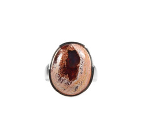 Zilveren ring opaal (vuur) maat 18 1/2 | ovaal 2 x 1,5 cm Zilveren ring opaal (vuur) maat 18 1/2 | ovaal 2 x 1,5 cm