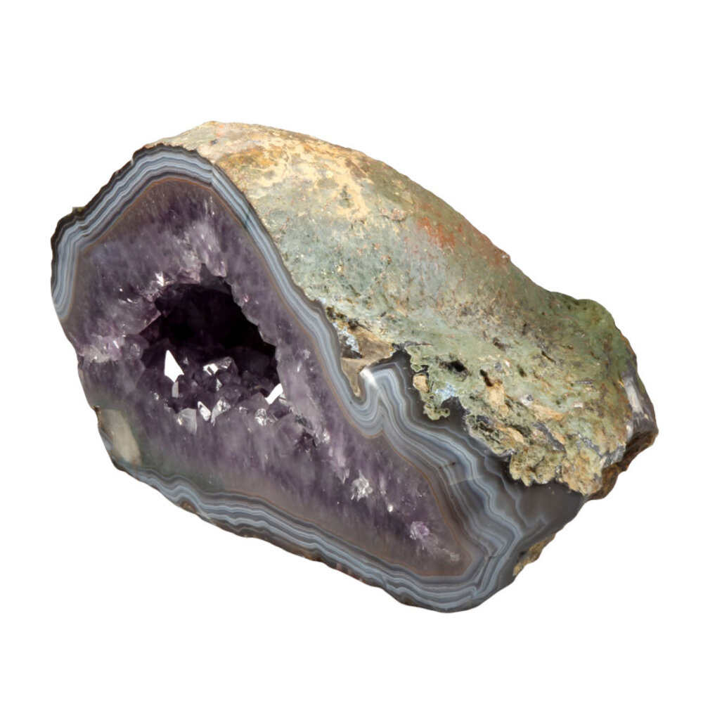 Amethist geode met agaat banden 28 x 13,5 x 19 cm | 7800 gram Amethist geode met agaat banden 28 x 13,5 x 19 cm | 7800 gram