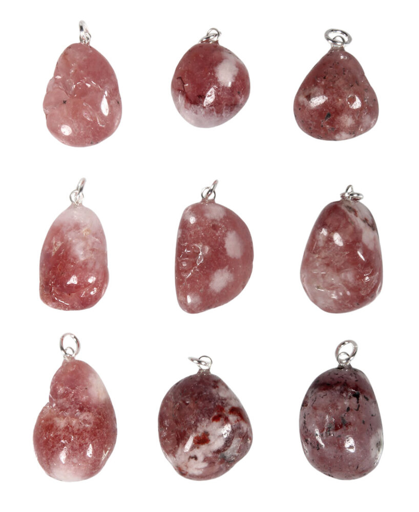 Amethist (roze) hanger met zilveren oogje