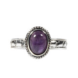 Zilveren ring amethist maat 18 | ovaal ribbelrand Zilveren ring amethist maat 18 | ovaal ribbelrand