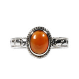 Zilveren ring carneool maat 18 1/2 | ovaal ribbelrand Zilveren ring carneool maat 18 1/2 | ovaal ribbelrand