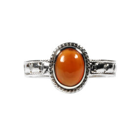 Zilveren ring carneool maat 18 1/2 | ovaal ribbelrand Zilveren ring carneool maat 18 1/2 | ovaal ribbelrand