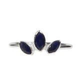 Zilveren ring lapis lazuli maat 18 | 3 markies geslepen stenen Zilveren ring lapis lazuli maat 18 | 3 markies geslepen stenen