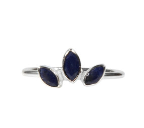 Zilveren ring lapis lazuli maat 18 | 3 markies geslepen stenen Zilveren ring lapis lazuli maat 18 | 3 markies geslepen stenen