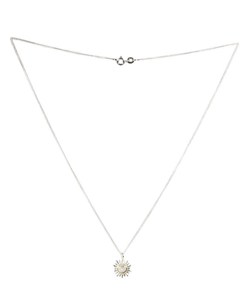 Zilveren ketting maansteen (regenboog) rond zon Zilveren ketting maansteen (regenboog) rond zon