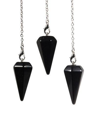 Obsidiaan (zwart) pendel facet Obsidiaan (zwart) pendel facet