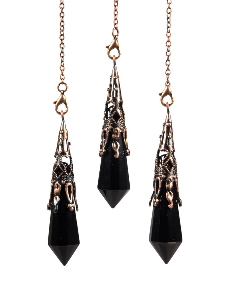 Obsidiaan (zwart) pendel facet bewerkte houder XL Obsidiaan (zwart) pendel facet bewerkte houder XL