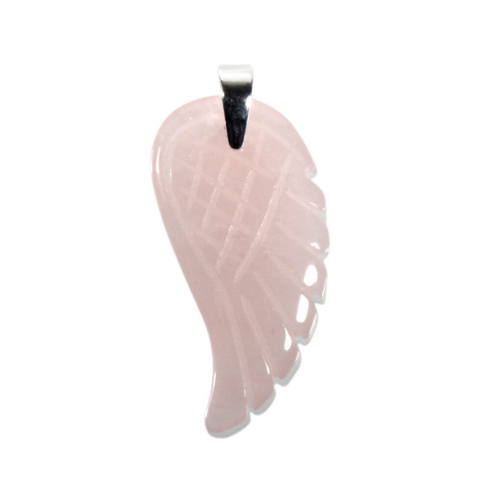 Zilveren hanger rozenkwarts engelenvleugel Zilveren hanger rozenkwarts engelenvleugel