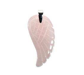 Zilveren hanger rozenkwarts engelenvleugel Zilveren hanger rozenkwarts engelenvleugel