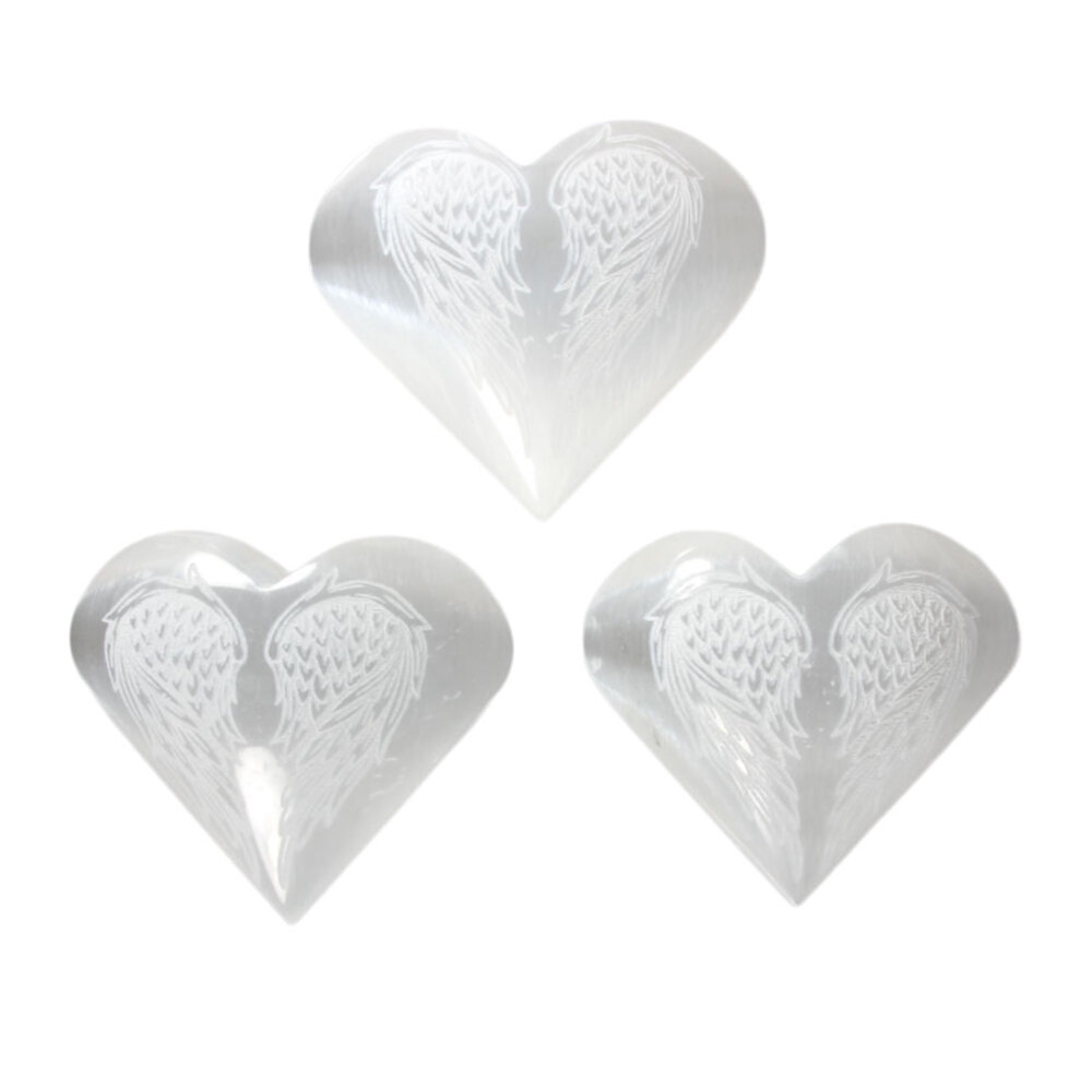 Seleniet hart engelenvleugels 6,5 cm Seleniet hart engelenvleugels 6,5 cm