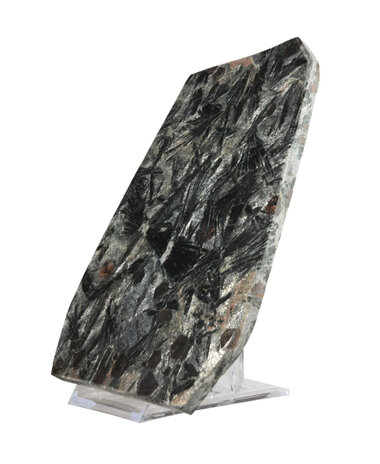 Granaat met hoornblende schijf 20 x 14 x 1 cm | op standaard Granaat met hoornblende schijf 20 x 14 x 1 cm | op standaard