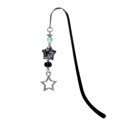 Boekenlegger ster met amazoniet, sneeuwvlok obsidiaan en onyx Boekenlegger ster met amazoniet, sneeuwvlok obsidiaan en onyx