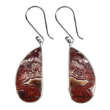 Zilveren oorbellen agaat (kant) druppel 2,6 x 1,2 cm