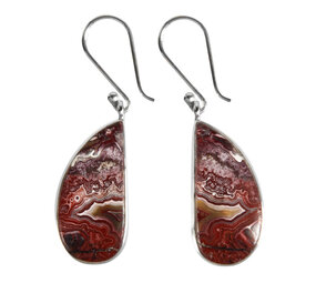 Zilveren oorbellen agaat (kant) druppel 2,6 x 1,2 cm Zilveren oorbellen agaat (kant) druppel 2,6 x 1,2 cm