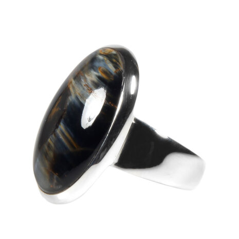 Zilveren ring pietersiet maat 18 1/4 | ovaal 2,4 x 1,7 cm