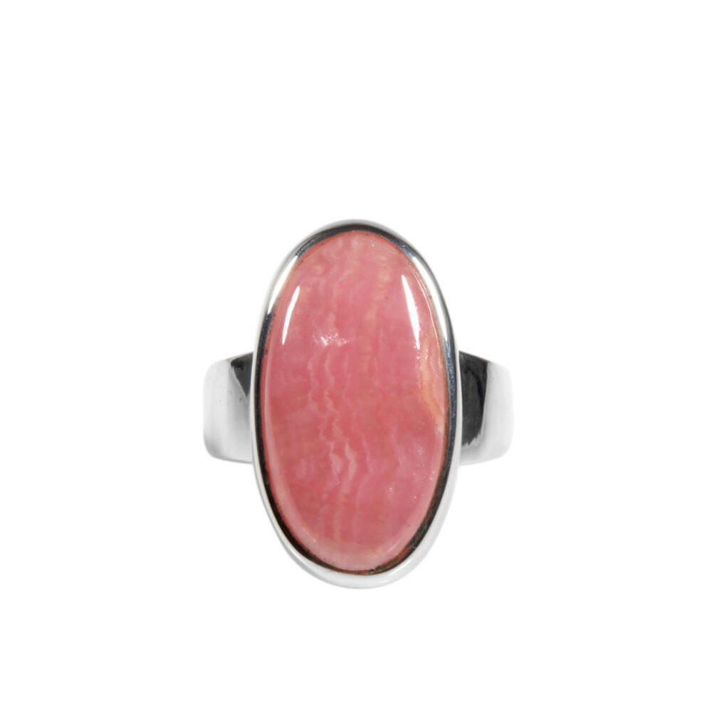 Zilveren ring rhodochrosiet maat 18 1/4 | ovaal 2,3 x 1,2 cm Zilveren ring rhodochrosiet maat 18 1/4 | ovaal 2,3 x 1,2 cm