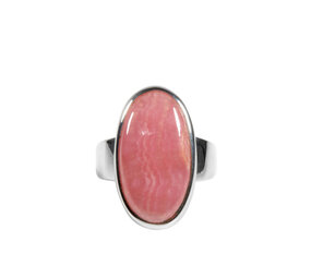 Zilveren ring rhodochrosiet maat 18 1/4 | ovaal 2,3 x 1,2 cm Zilveren ring rhodochrosiet maat 18 1/4 | ovaal 2,3 x 1,2 cm