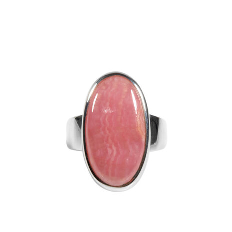 Zilveren ring rhodochrosiet maat 18 1/4 | ovaal 2,3 x 1,2 cm Zilveren ring rhodochrosiet maat 18 1/4 | ovaal 2,3 x 1,2 cm