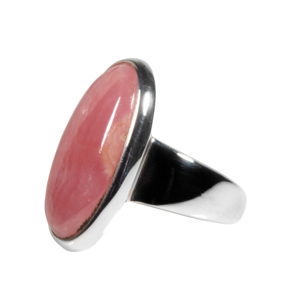 Zilveren ring rhodochrosiet maat 18 1/4 | ovaal 2,3 x 1,2 cm Zilveren ring rhodochrosiet maat 18 1/4 | ovaal 2,3 x 1,2 cm