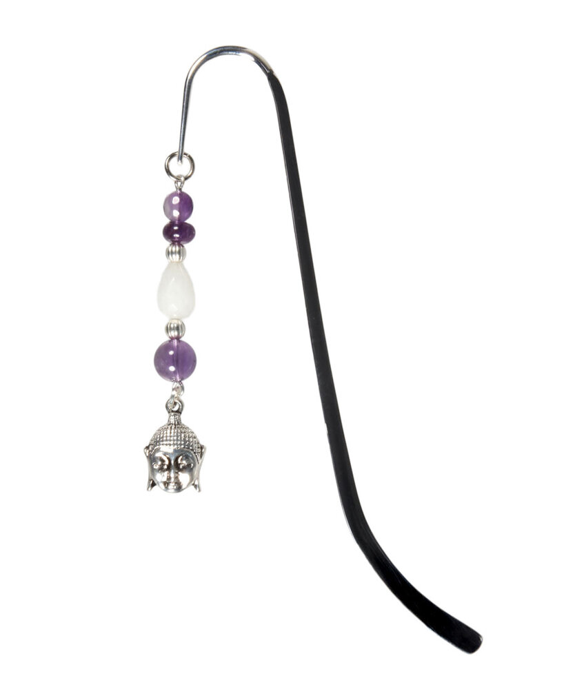 Boekenlegger Boeddha met amethist en sneeuwkwarts Boekenlegger Boeddha met amethist en sneeuwkwarts