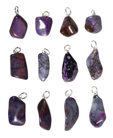 Sugiliet hanger met zilveren oogje Sugiliet hanger met zilveren oogje