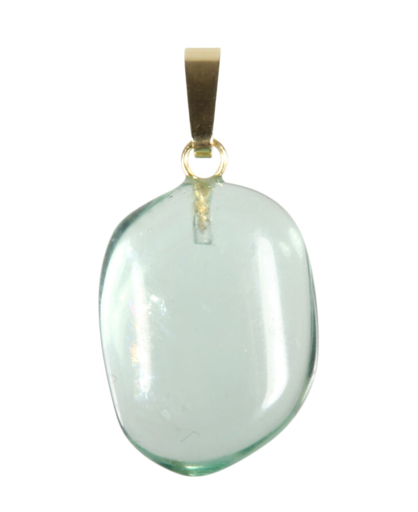 Fluoriet (groen) hanger met 14k gouden oogje