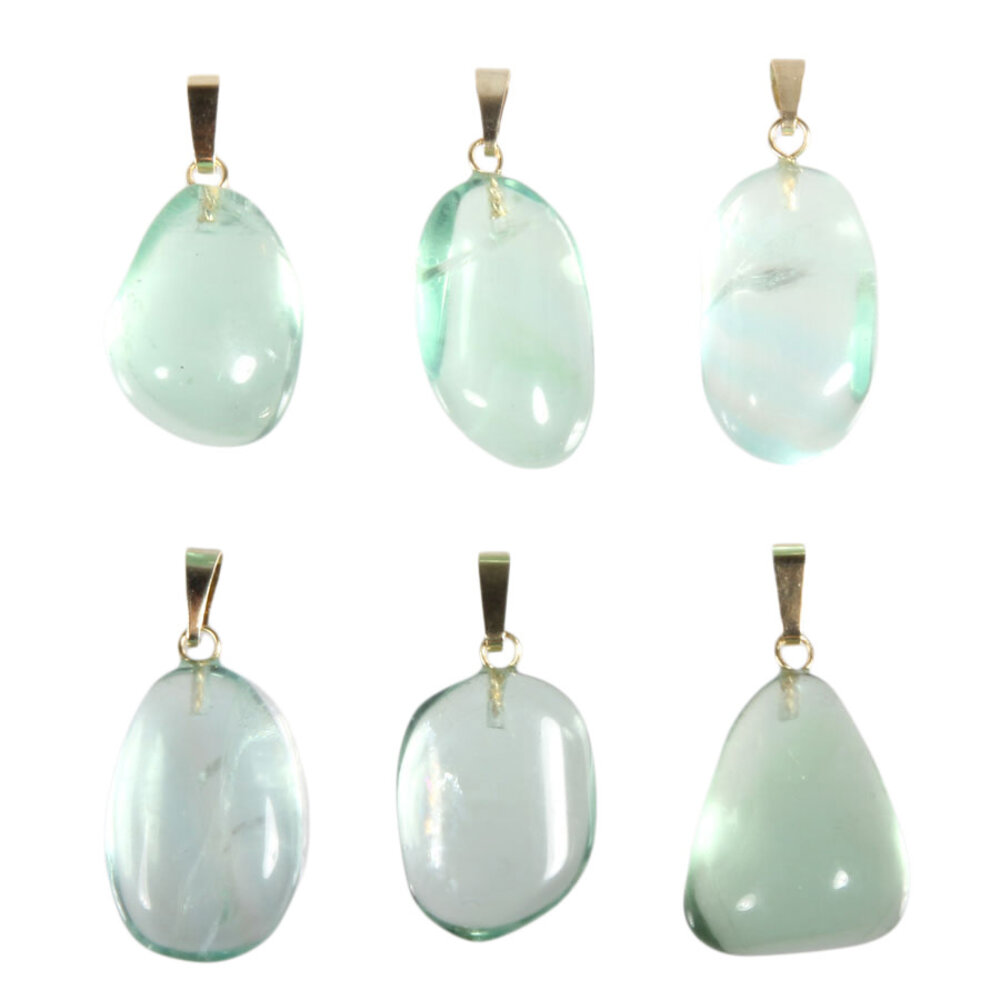 Fluoriet (groen) hanger met 14k gouden oogje