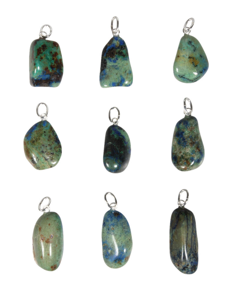 Azuriet-malachiet hanger met zilveren oogje Azuriet-malachiet hanger met zilveren oogje