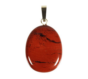 Jaspis (rood) hanger ovaal met 14k gouden oogje Jaspis (rood) hanger ovaal met 14k gouden oogje
