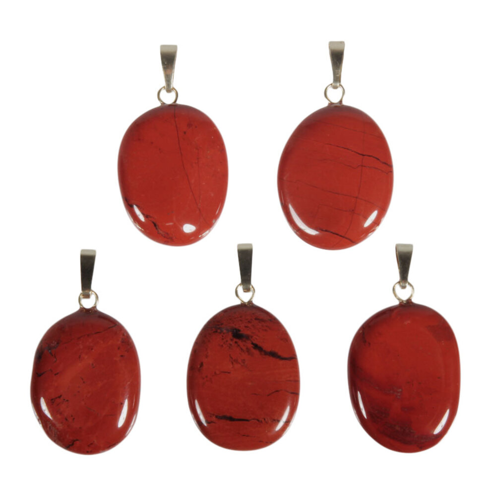 Jaspis (rood) hanger ovaal met 14k gouden oogje Jaspis (rood) hanger ovaal met 14k gouden oogje