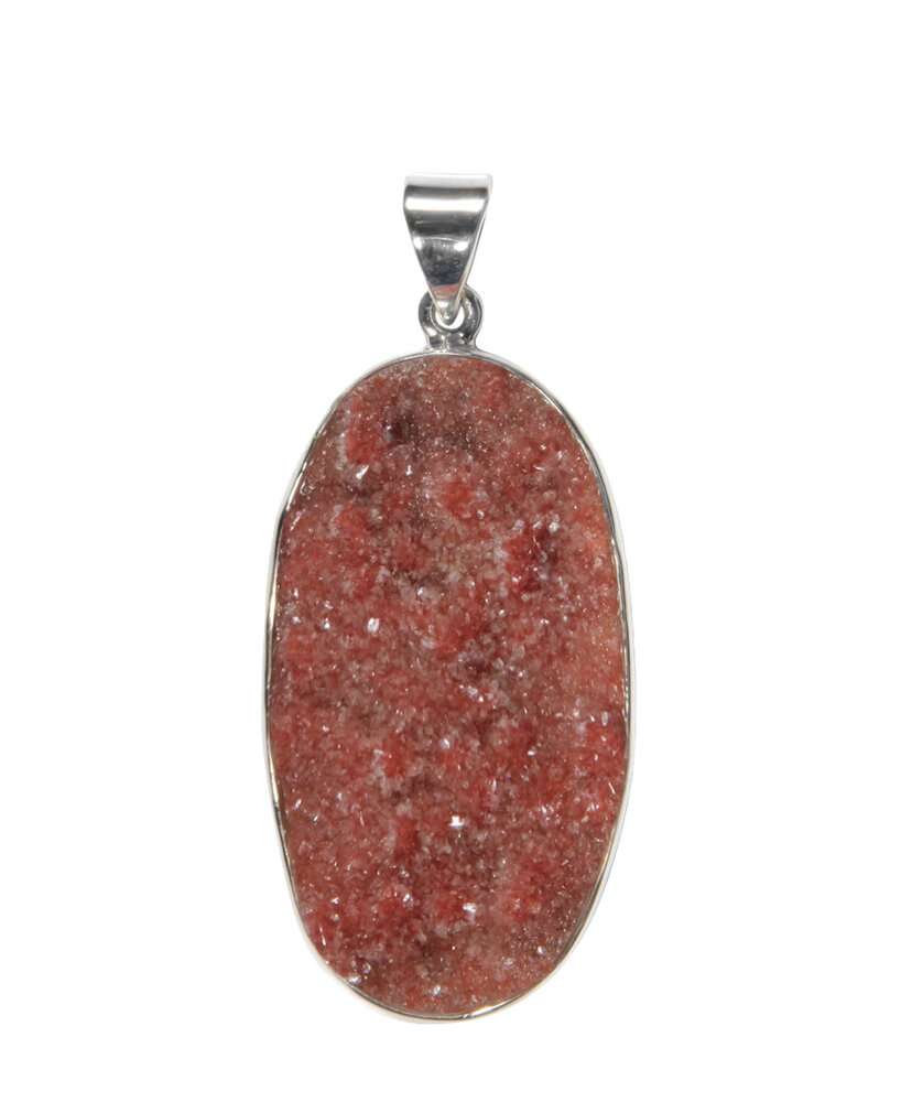 Zilveren hanger apofylliet (rood) | ovaal ruw 4,2 x 2,3 cm Zilveren hanger apofylliet (rood) | ovaal ruw 4,2 x 2,3 cm