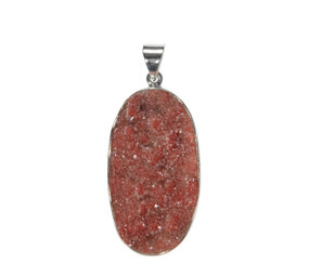 Zilveren hanger apofylliet (rood) | ovaal ruw 4,2 x 2,3 cm Zilveren hanger apofylliet (rood) | ovaal ruw 4,2 x 2,3 cm