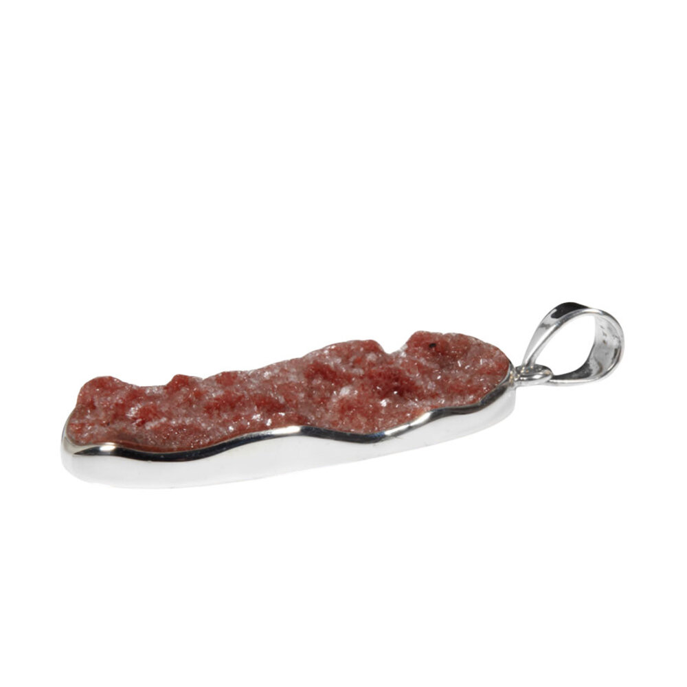 Zilveren hanger apofylliet (rood) | ovaal ruw 4,2 x 2,3 cm Zilveren hanger apofylliet (rood) | ovaal ruw 4,2 x 2,3 cm