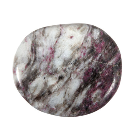 Rubelliet (rode toermalijn) in matrix steen plat gepolijst