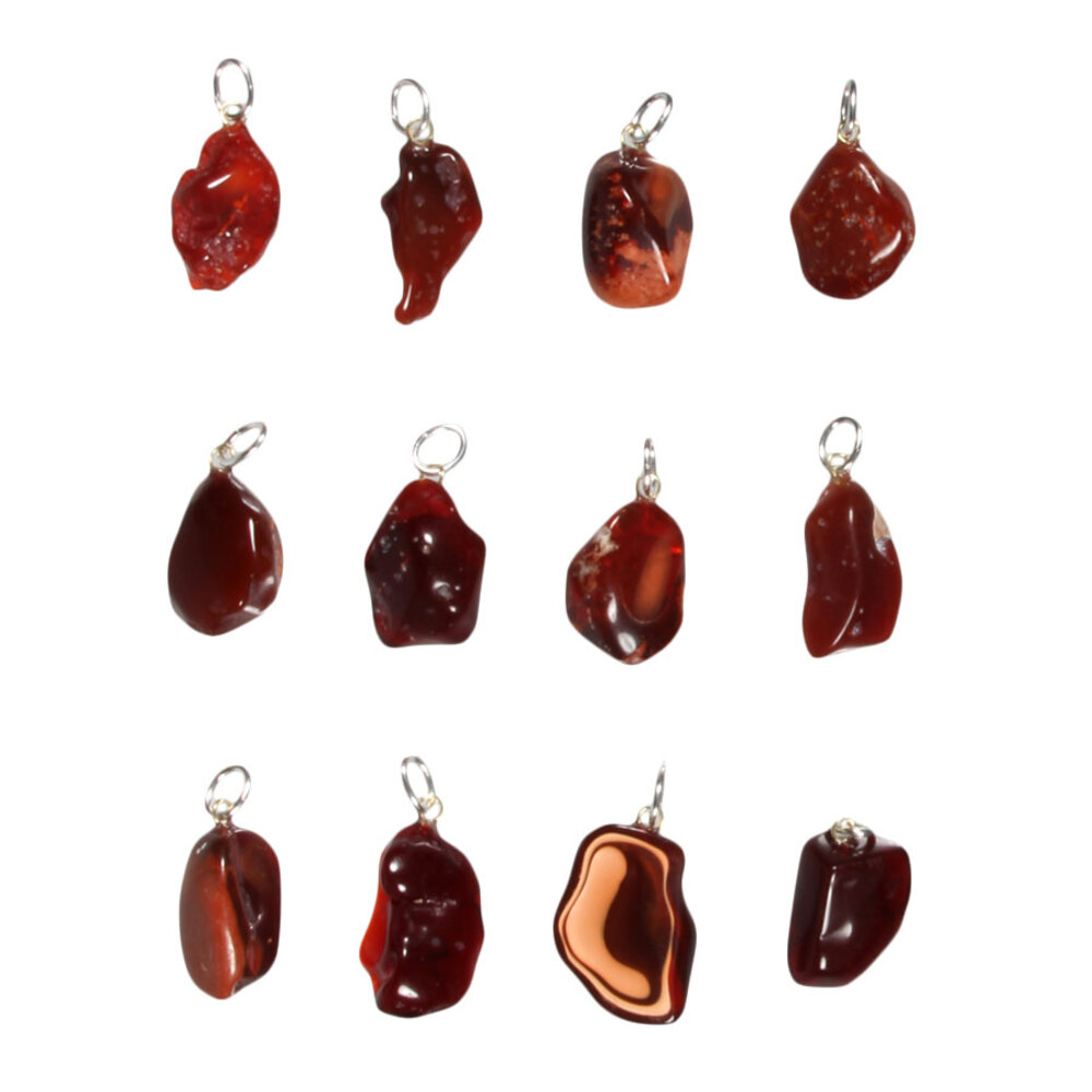 Opaal (vuur) oranje/rood hanger met zilveren oogje