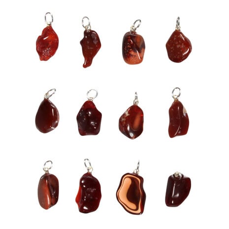 Opaal (vuur) oranje/rood hanger met zilveren oogje