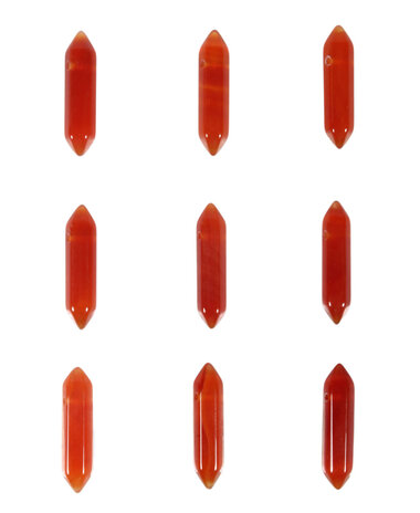 Carneool hanger dubbeleinder doorboord Carneool hanger dubbeleinder doorboord