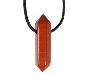 Jaspis (rood) hanger dubbeleinder doorboord