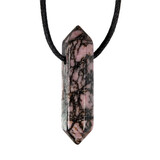 Rhodoniet hanger dubbeleinder doorboord Rhodoniet hanger dubbeleinder doorboord