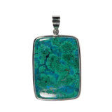 Zilveren hanger chrysocolla met malachiet | rechthoek 4 x 3 cm Zilveren hanger chrysocolla met malachiet | rechthoek 4 x 3 cm