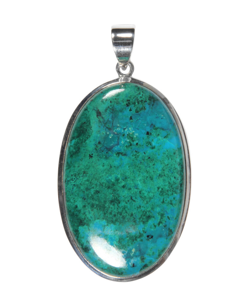 Zilveren hanger chrysocolla | ovaal 4,5 x 2,8 cm Zilveren hanger chrysocolla | ovaal 4,5 x 2,8 cm