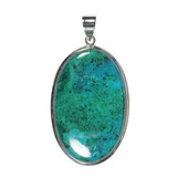 Zilveren hanger chrysocolla met malachiet | ovaal 4,5 x 2,8 cm Zilveren hanger chrysocolla met malachiet | ovaal 4,5 x 2,8 cm