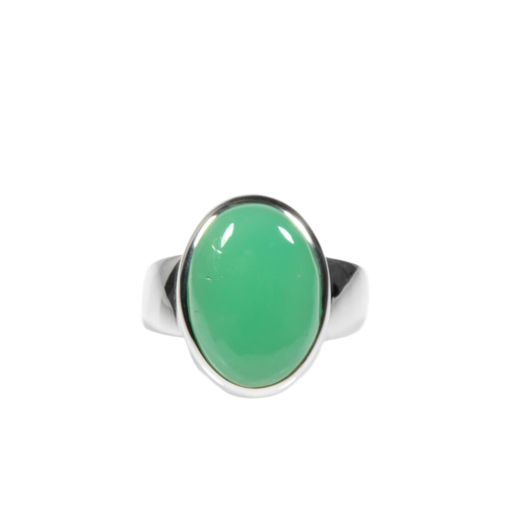 Zilveren ring chrysopraas maat 18 1/4 | ovaal 1,6 x 1,2 cm Zilveren ring chrysopraas maat 18 1/4 | ovaal 1,6 x 1,2 cm