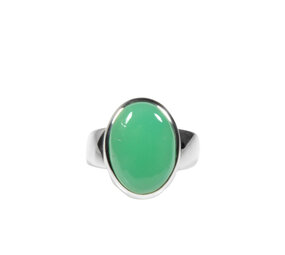 Zilveren ring chrysopraas maat 18 1/4 | ovaal 1,6 x 1,2 cm Zilveren ring chrysopraas maat 18 1/4 | ovaal 1,6 x 1,2 cm