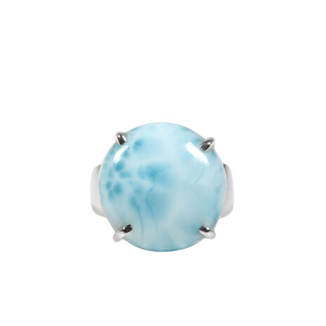 Zilveren ring larimar maat 18 1/4 | rond gezet 1,8 cm