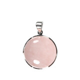 Zilveren hanger rozenkwarts | rond 2,5 cm Zilveren hanger rozenkwarts | rond 2,5 cm