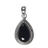 Zilveren hanger onyx | druppel ribbelrand 1,2 x 0,8 cm Zilveren hanger onyx | druppel ribbelrand 1,2 x 0,8 cm