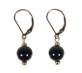 Gold filled oorbellen toermalijn (zwart) rond 8 mm Gold filled oorbellen toermalijn (zwart) rond 8 mm